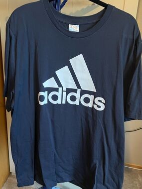 Adidas Blue Tee with White Tag Logo